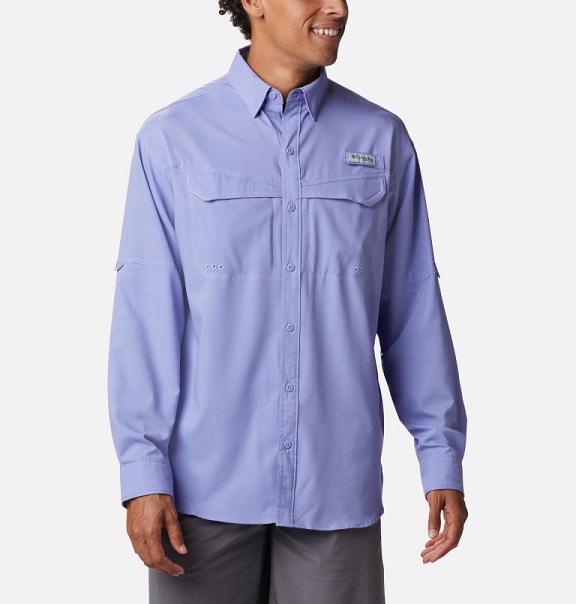 Columbia PFG Low Drag Offshore Shirts Blue For Men's NZ63105 New Zealand